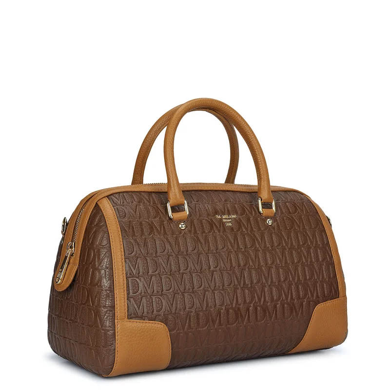 Da Milano Medium Monogram Leather Bowler - Mocha